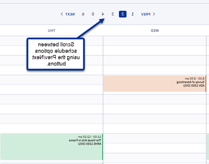 schedule Builder中时间表选项选择工具的屏幕截图.